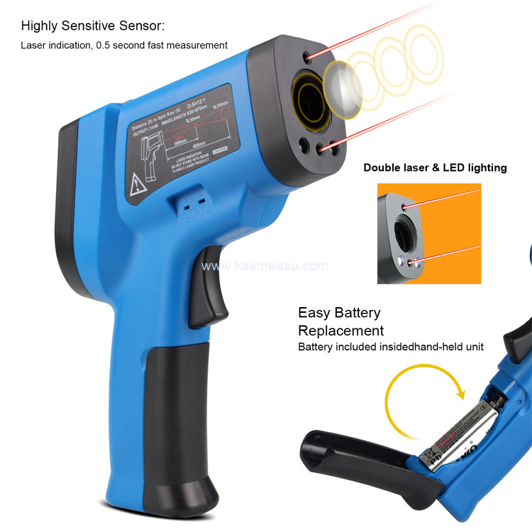 Kaemeasu 550℃ Color Display No Touch Thermometer With K Type Thermocouple