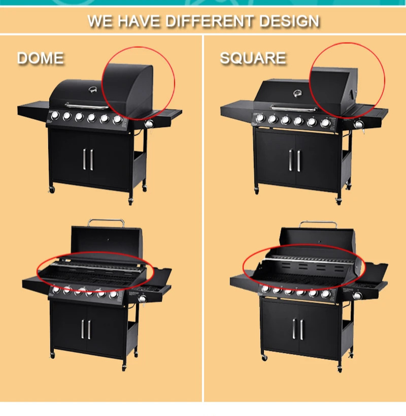 Large 60000btu 6 Burner Butane Gas BBQ Grill for Customizable Outdoor Barbecue at 85cm