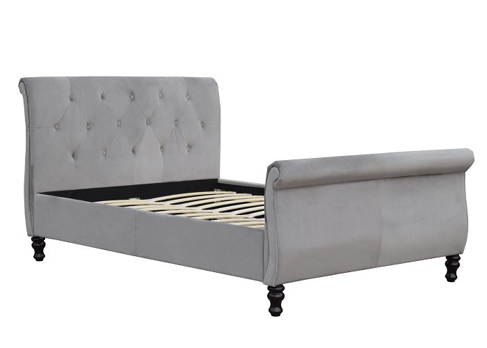 Luxury Italian Upholstered Bed Frame Modern Button Tufted Fabric Linen