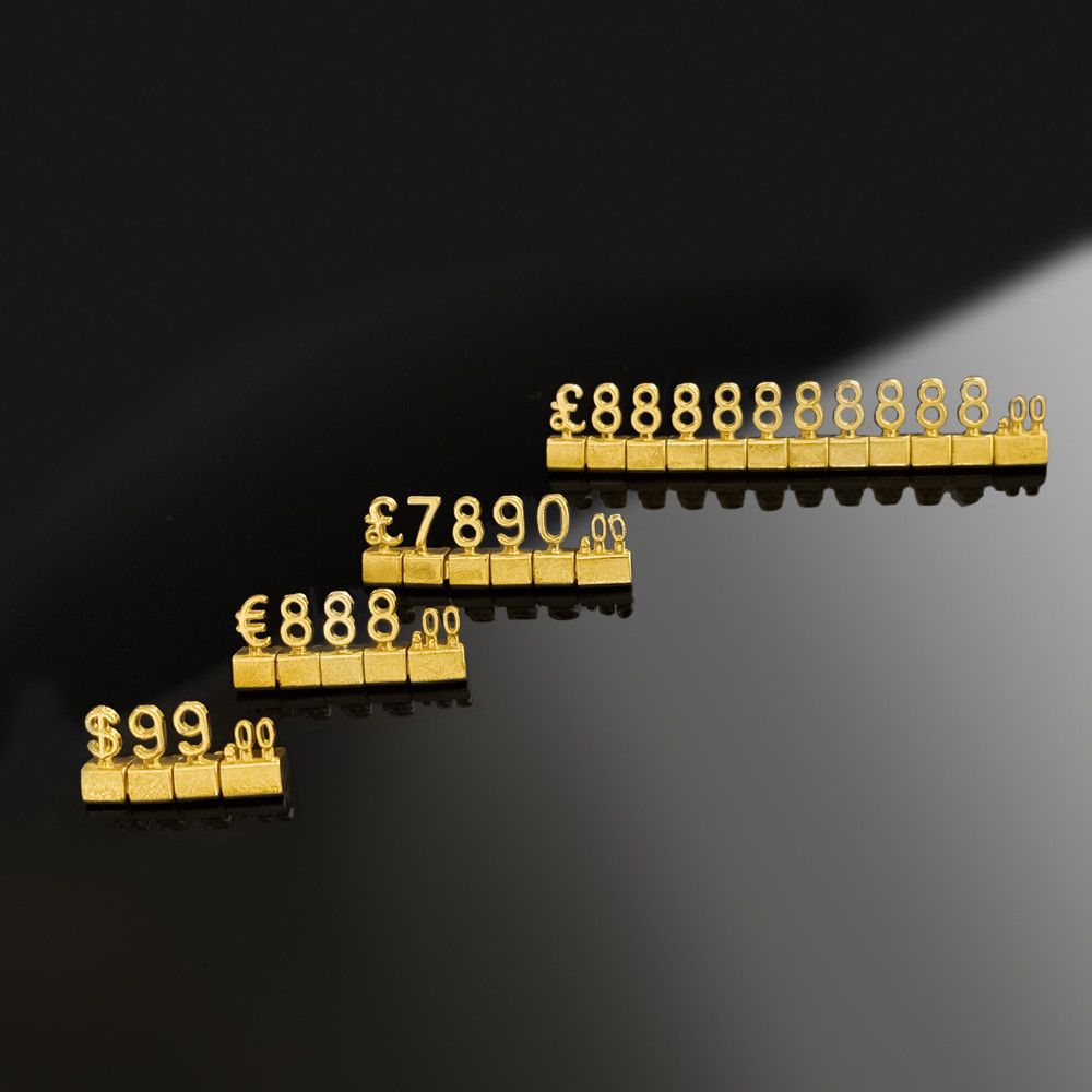 3D Metal Luxury Jewelry Price Cubes Retail Price Display Tags