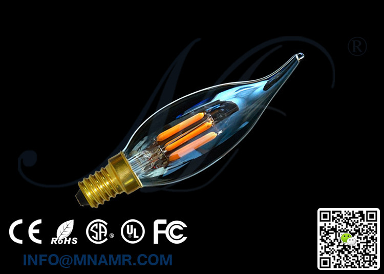 LED Bulb C32 Tipped Clear Glass 120v 240v E14 1w 2w 3w 4w 6w Candle Bulbs 3000k for Chandelier Lights