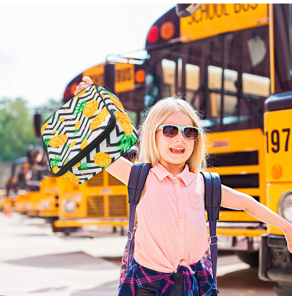 Lightweight Pineapple Kids Insulated Lunch Box With Zipper Closure