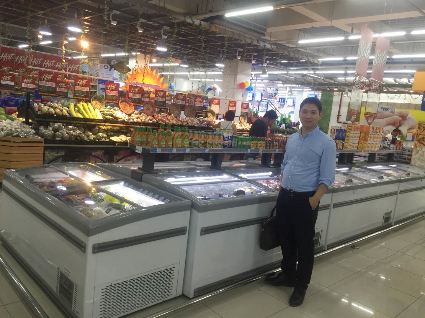 Supermarket Sliding Glass Door Island Freezer For Frozen Food Free Combination