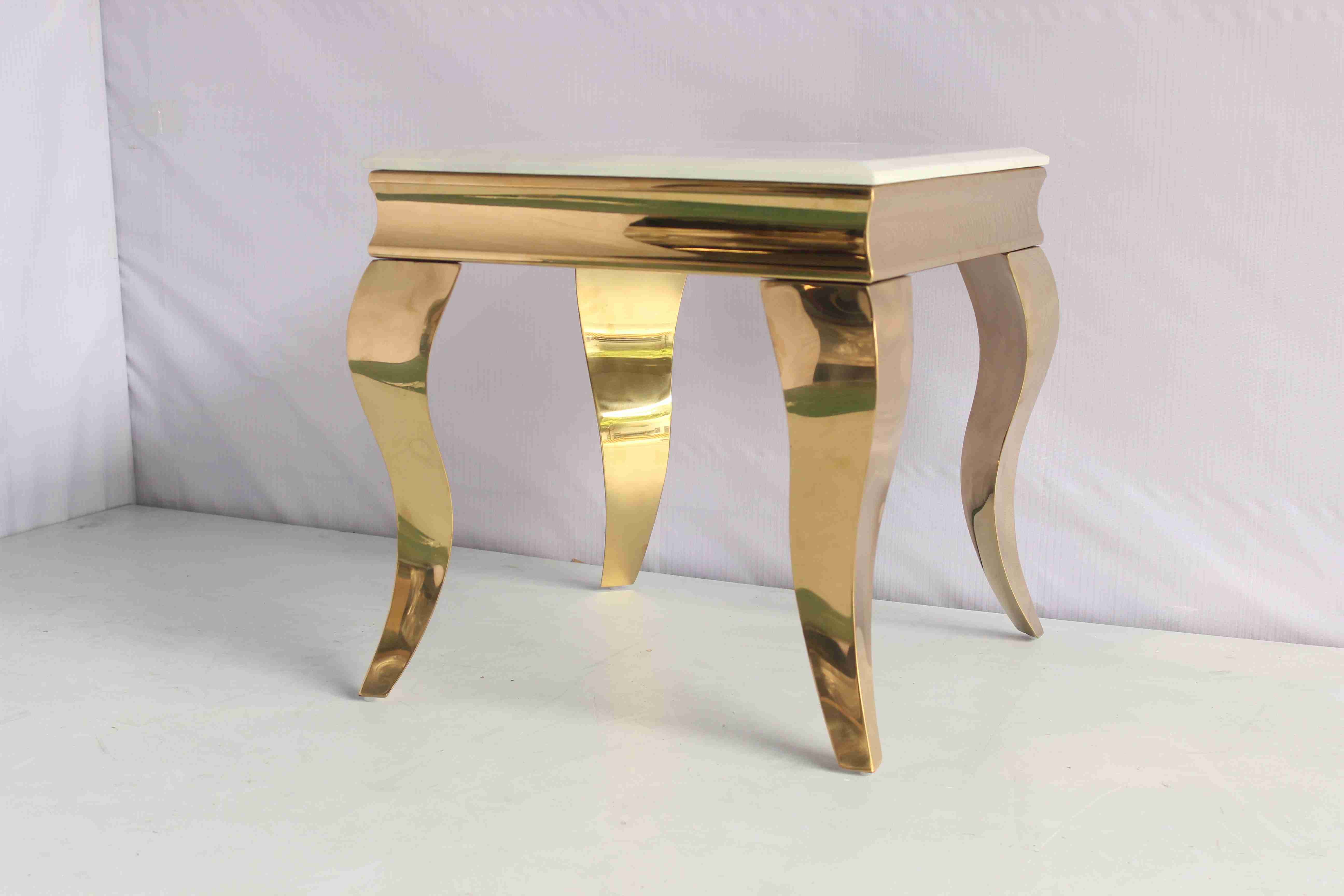 Gold Plating Artificial Marble Top End Table Corner Table 201 Stainless Steel Frame