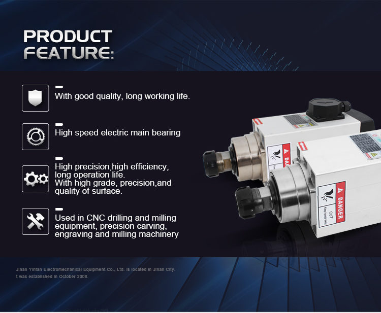 GDZ120*103-4.5kw CNC Spindle 4.5kw Air Cooled Spindle ER32 300HZ with Low Maintenance