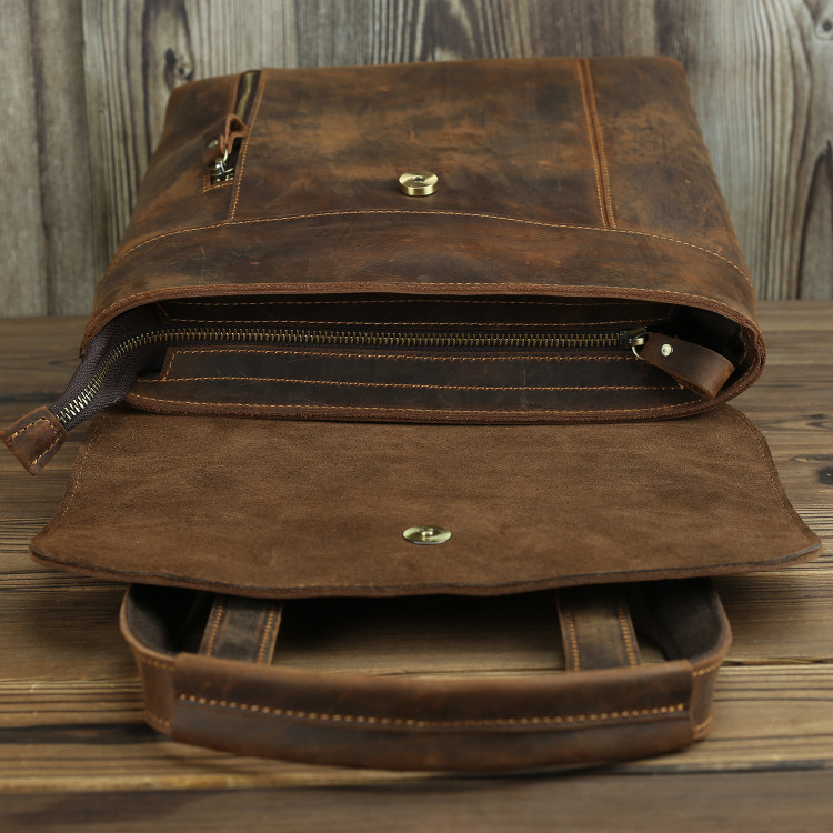 Crazy Horse Men Authentic Genuine Leather Backpack Purse