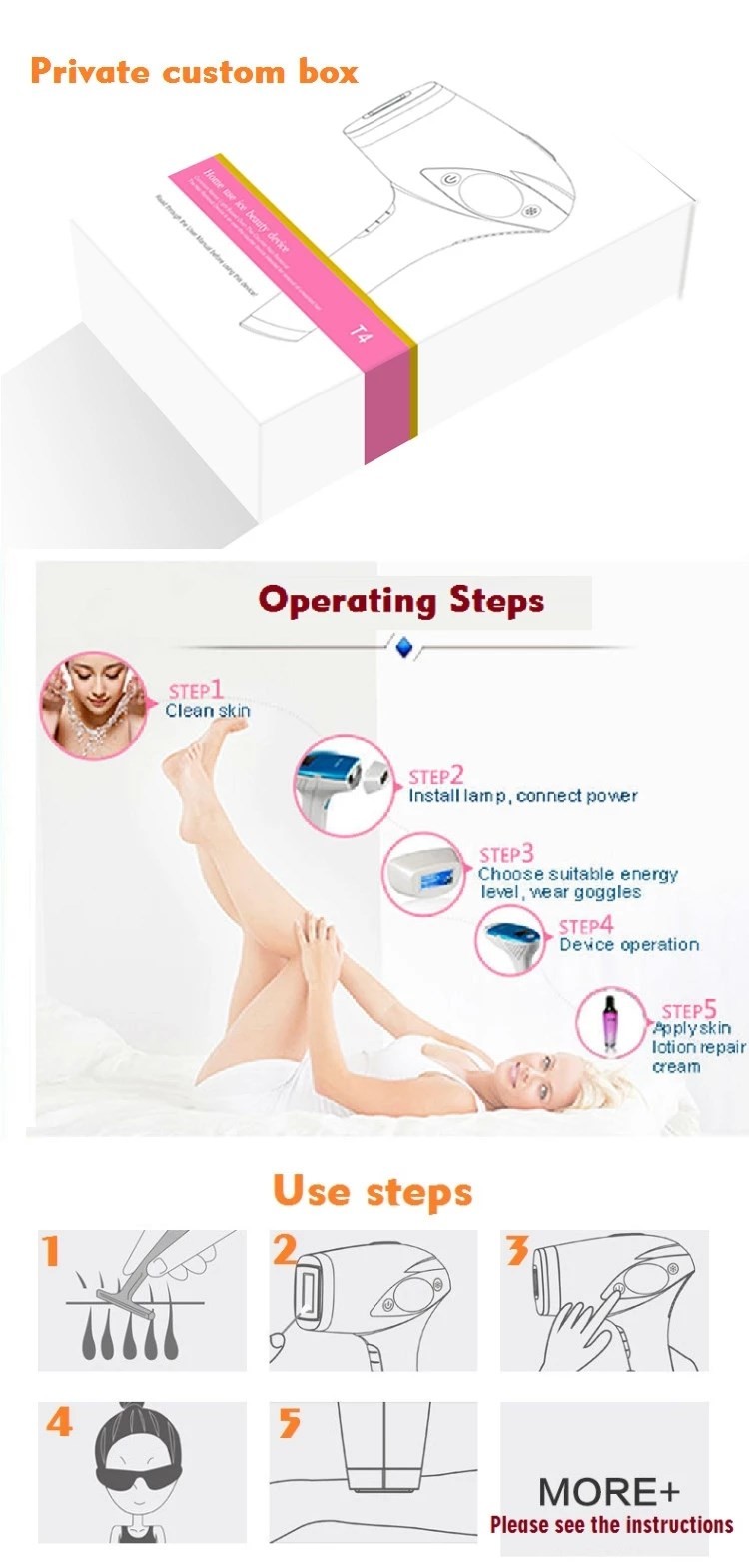 White 240V 3.5CM2 FCC FDA Approved IPL Hair Removal