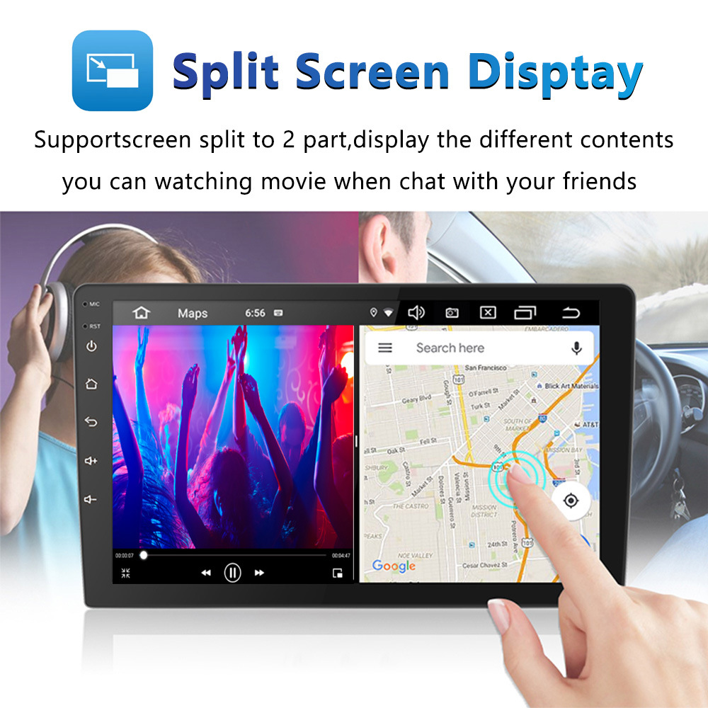 Universal Car Fitment 13 Inch Android Touch Screen Carplay Monitors with Built-in DSP