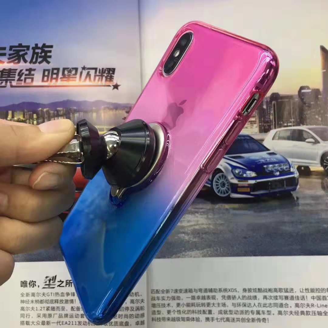 Double Color Gradient Ring Magnetic Car Mount Holder Soft TPU Case Back Cover For Huawei Mate 10 Lite/NOVA2i P20 Pro Y6