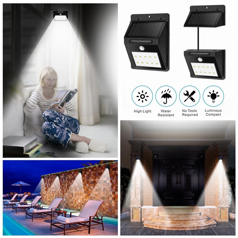 6000K Security Solar Motion Sensor Lights Outdoor With 1200mah Lithium Battery