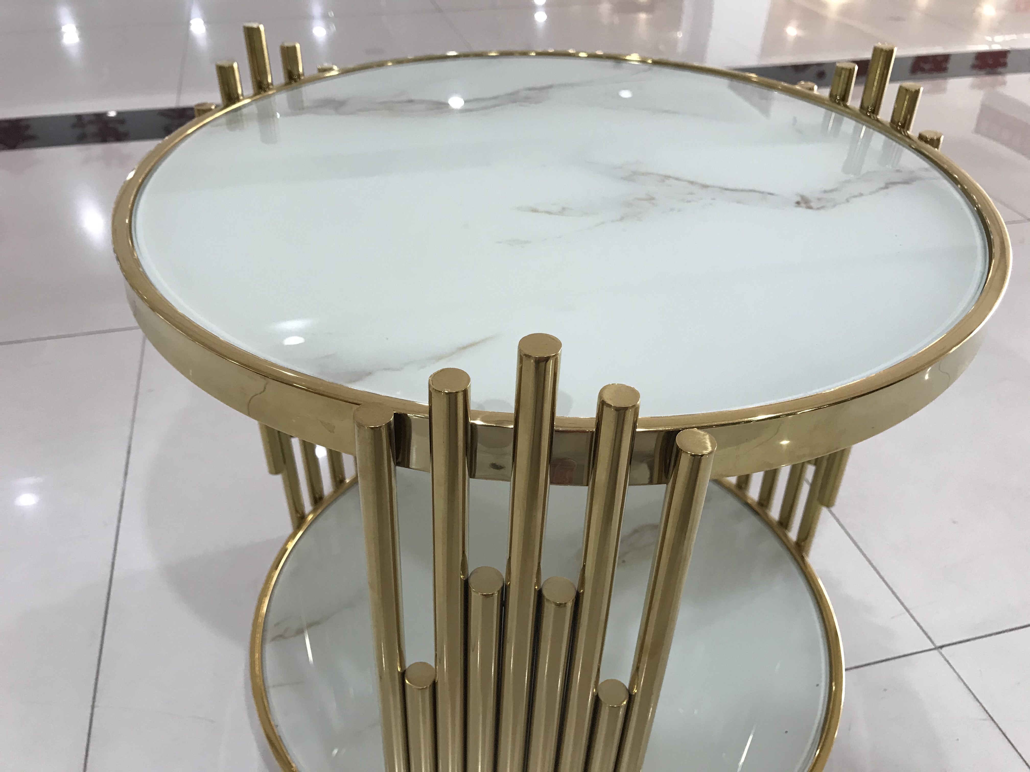 Good Bearing Capacity 50cm Stainless Steel Glass Coffee Table