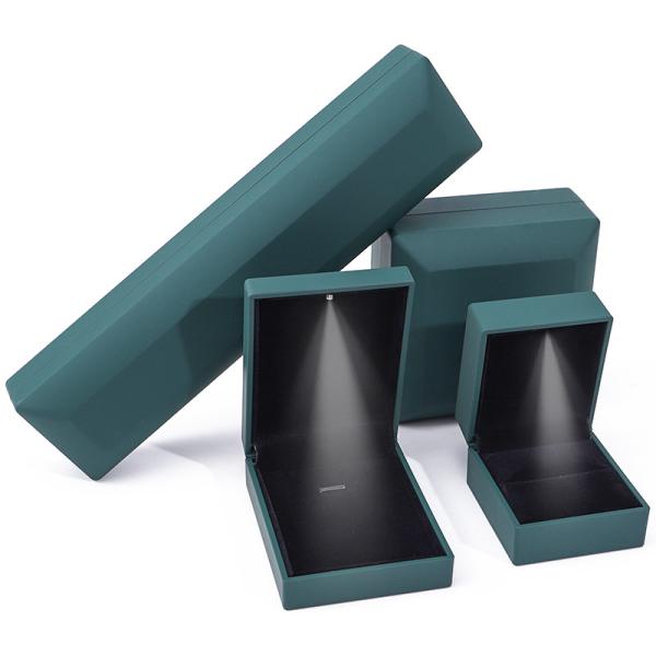 Jewelry Package Custom Logo Green LED Light Velvet Box for Rings Bracelets