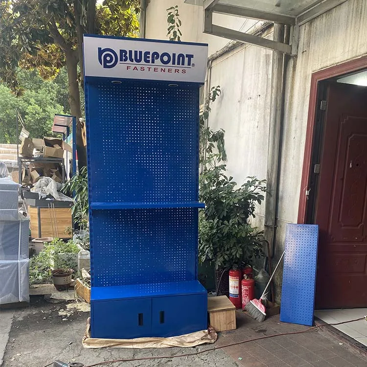 Factory Custom Size Color blue exhibition rack product display racks grocery store shelf supplier