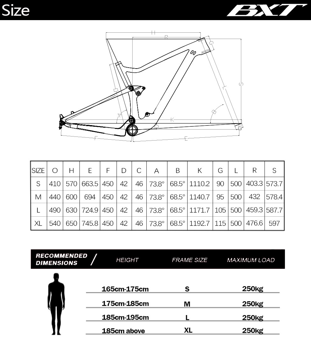 BXT 29 Full Suspension Carbon Fiber Mountain carbon fiber bike frame