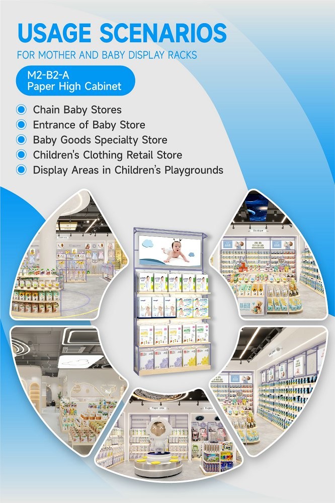 M2-B2-A Supermarket Baby Goods Section Display Cabinet with Neutral Light LED Strips and Soft Film Light Box