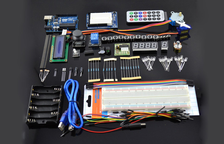Microcontroller Learning starter kit for Arduino with UNO R3 board and Breadboard