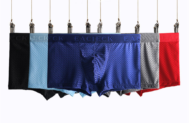 3xl Classic Mens Boxer Shorts Plus Size Mid Waisted Ultra Thin Ice Fiber Mesh Underwear Panties