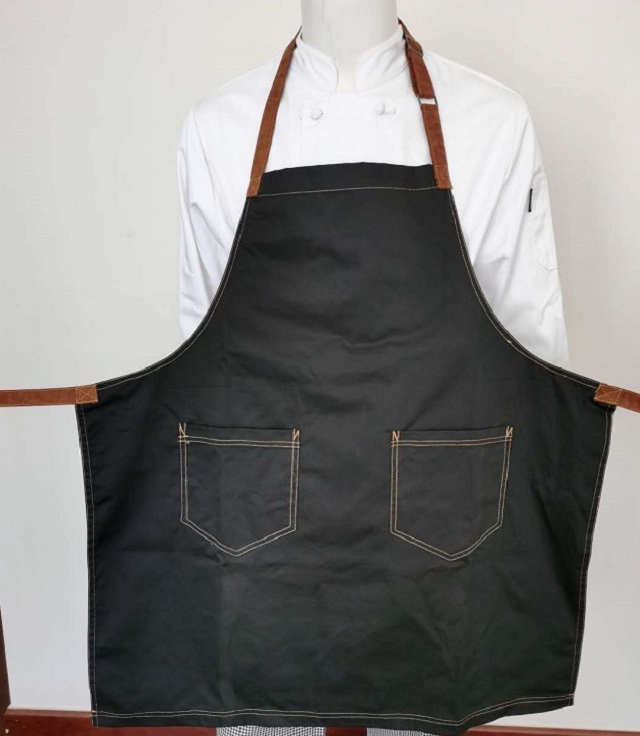 Amazon Hot Sale Custom Durable Washed Chef Long Bib Apron With Pockets