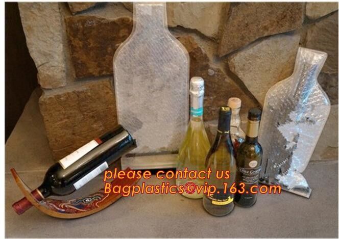 Zip lockk bottom leakproof reusable wine bottle protector 3 pack bubble travel protective bag,USA Amazon WineSkin Protecto