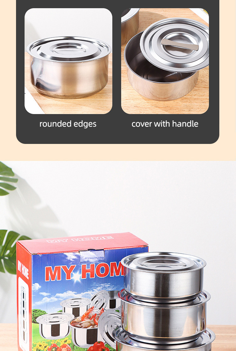 Factory Direct Sale Cookware Sets Silver Pots Stainless Steel Cooking Soup Pot Sets For Kitchen