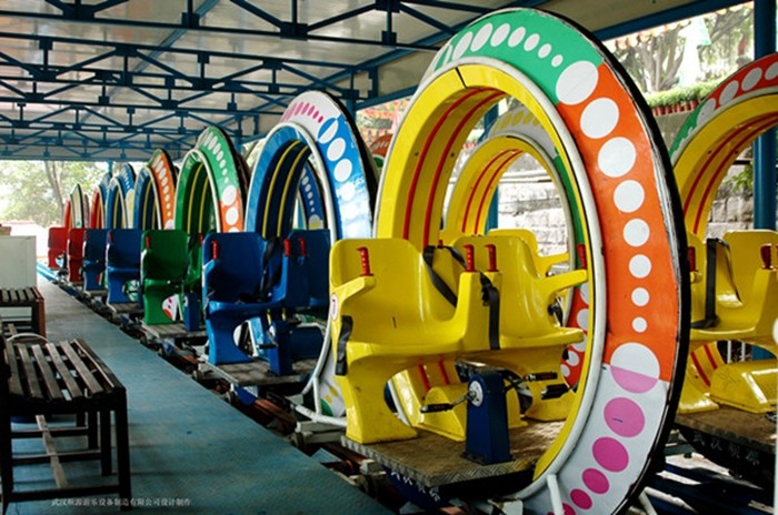Multi Color UFO Cycle Monorail Ride , Track Car Model Roller Coaster Attractions