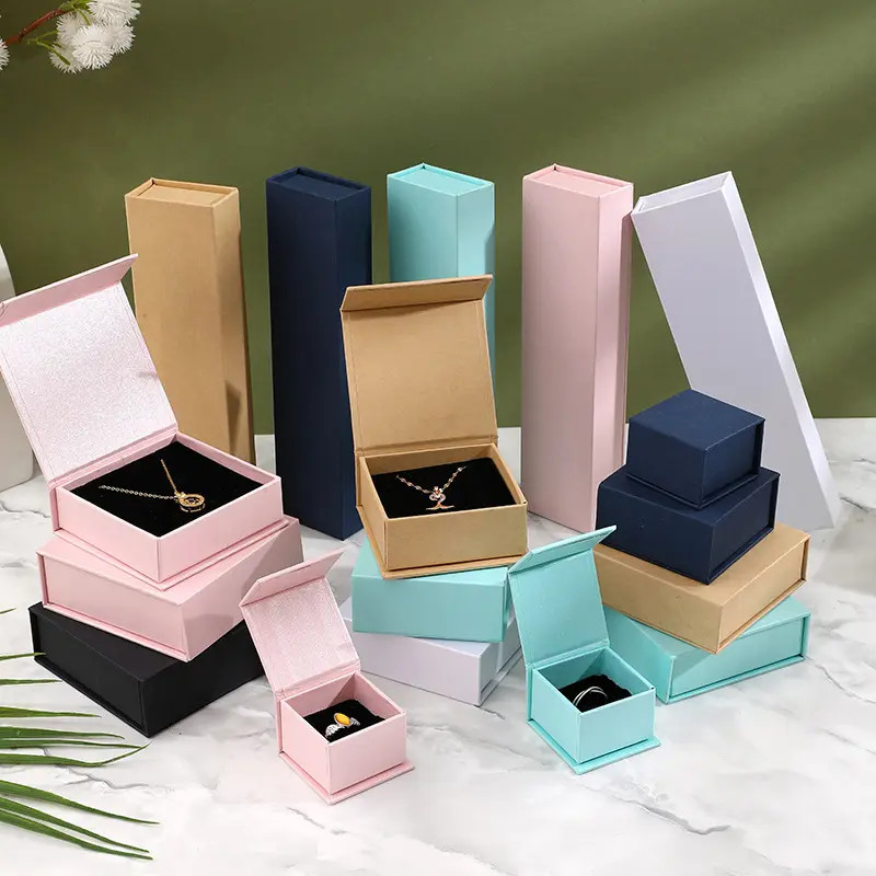 Rigid Jewelry Paper Box Stylish Magnetic Closure Jewelry Box Multipurpose