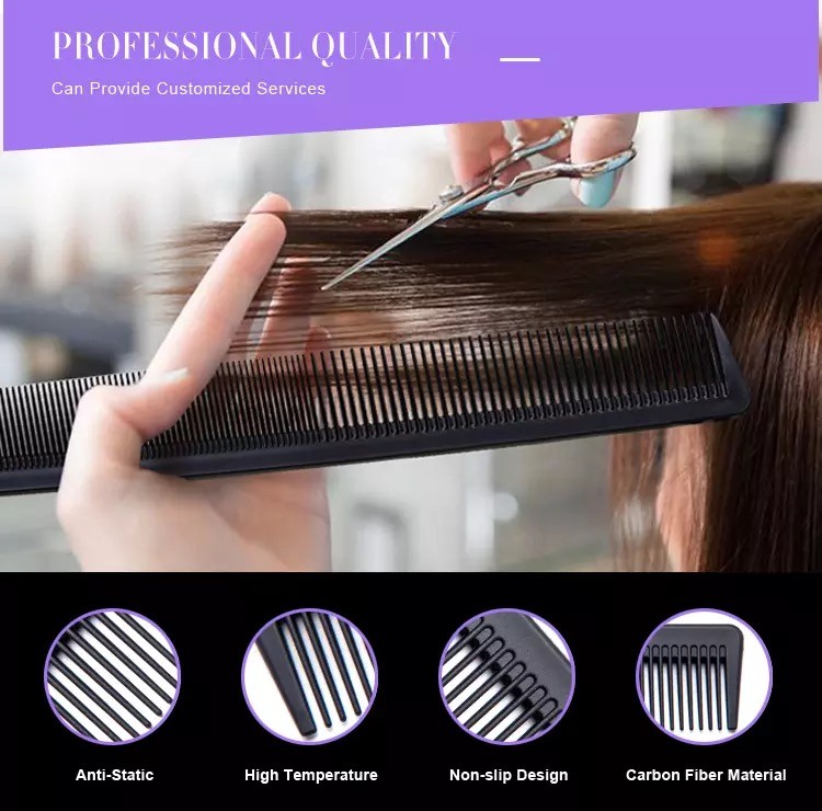 Personalized Fiber Barber Hair Styling Comb Common PP Plastic Thin Tooth