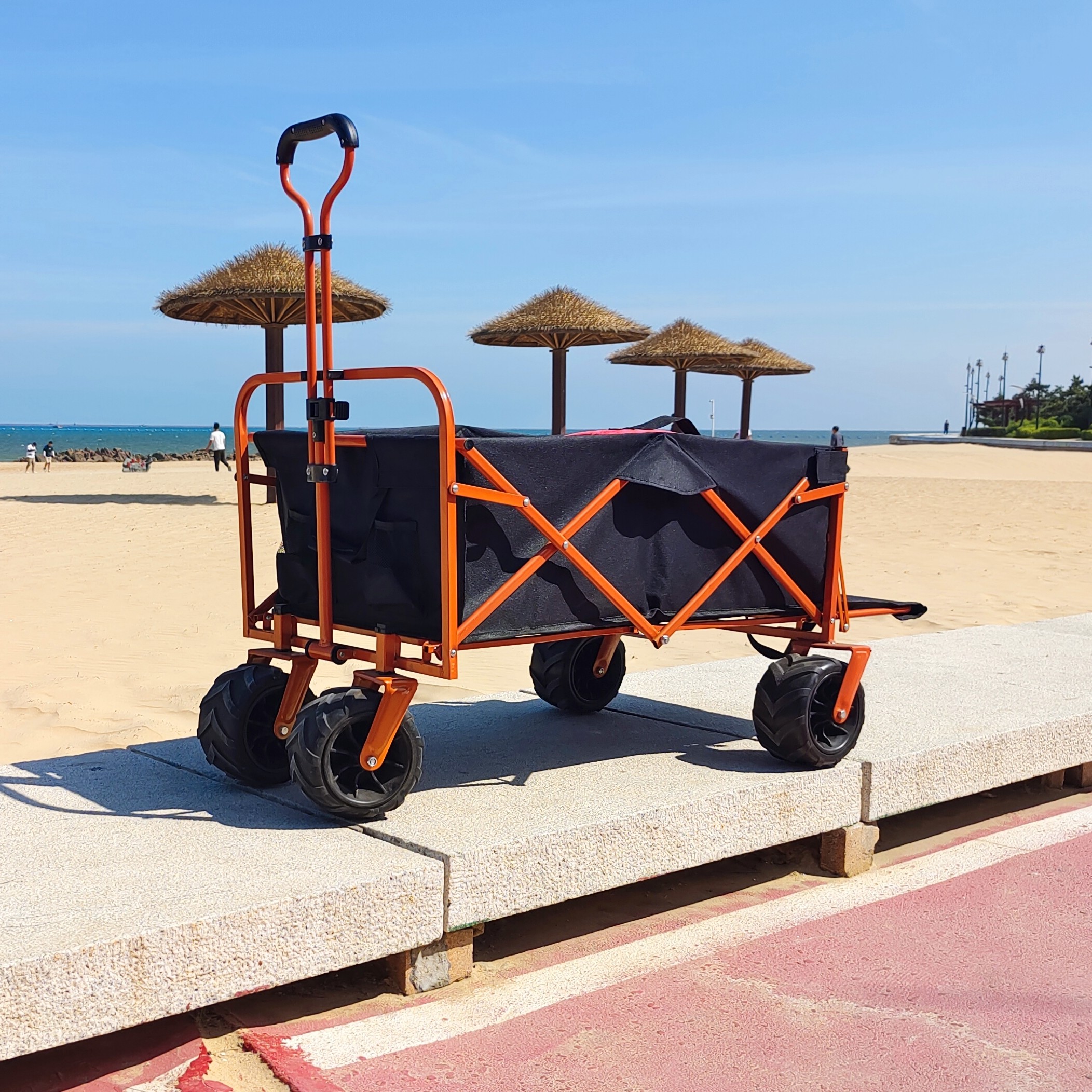 Wide Wheel Beach Folding Wagon Cart Rear Opening Design General Purpose