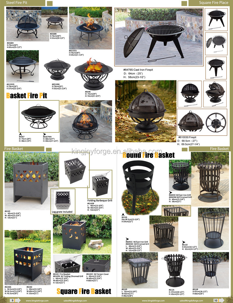 Metal Black Indoor Outdoor Round Wood Burning Charcoal Fire Pit With Grill