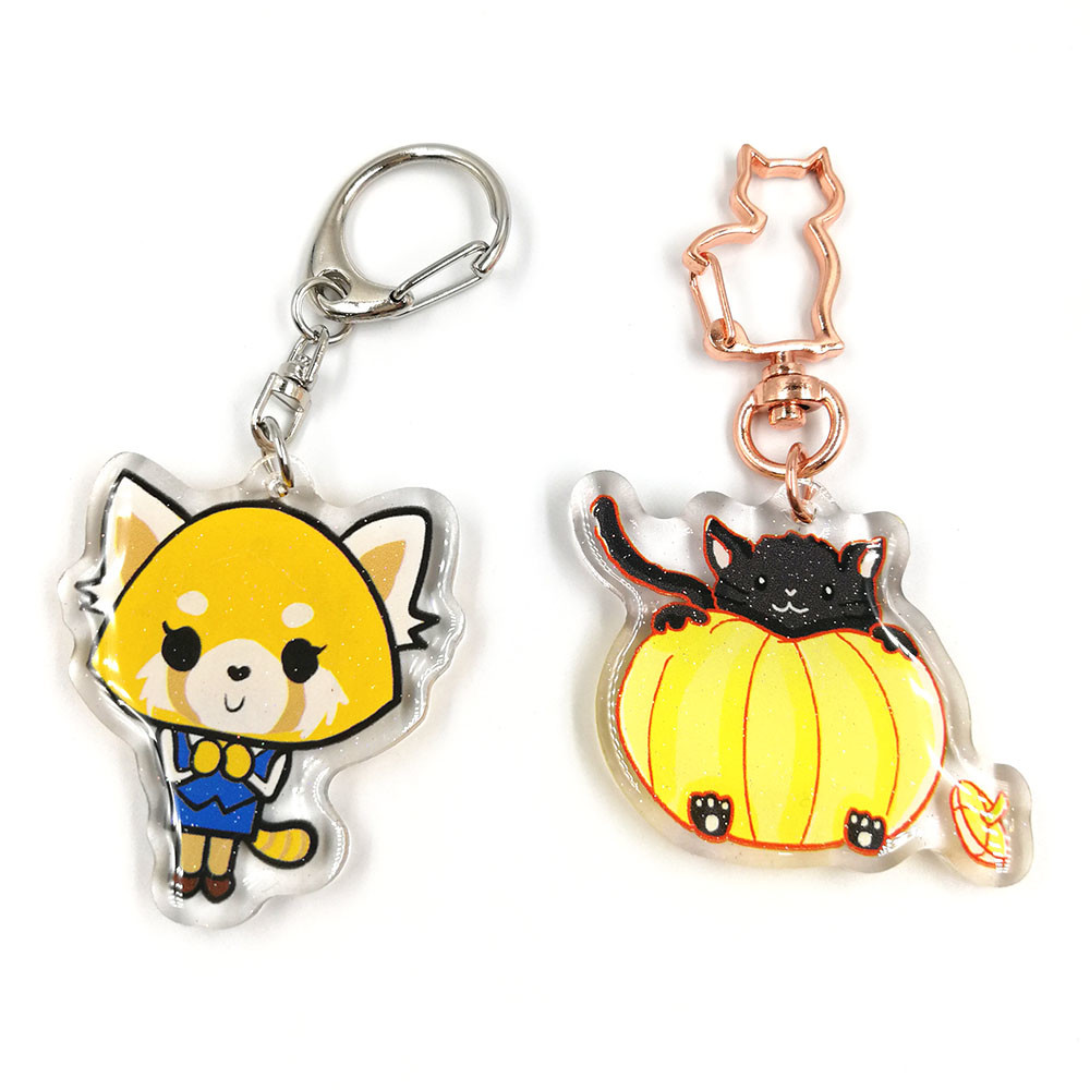 Custom Clear Printed Double Glitter Epoxy Resin Acrylic Charms Keychain for Gift with Star Clasp
