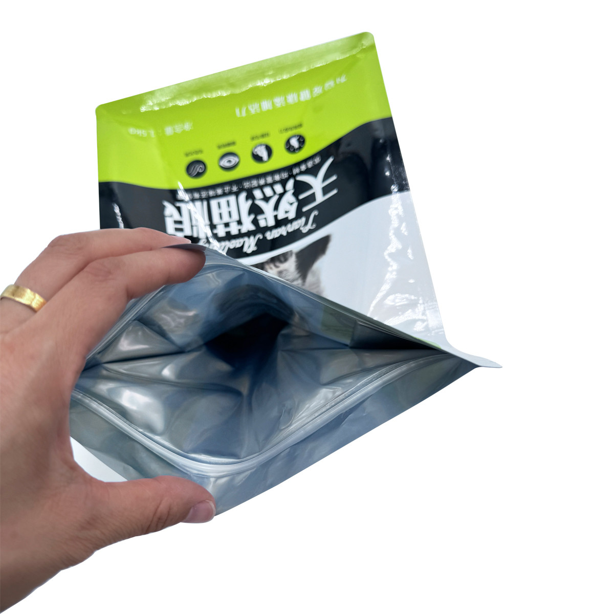 Custom Logo Heavy Duty Large Flat Bottomed Pet Food Bags With Zipper For Dry Pet Food Cat Food Packaging
