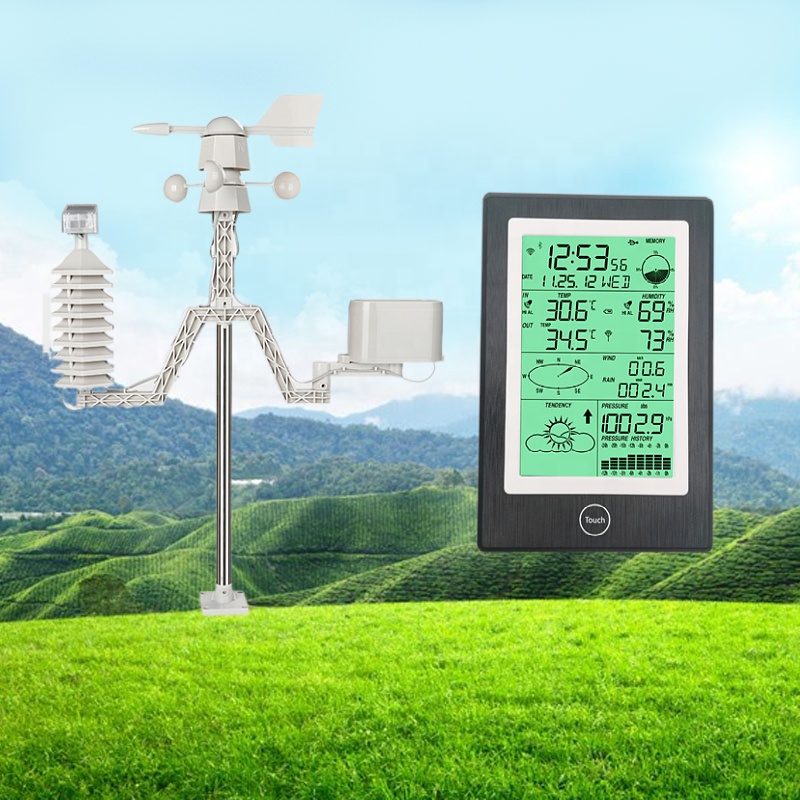 Wireless Solar Farm Weather Station For Temperature Humidity Wind Speed Rainfall Forecast