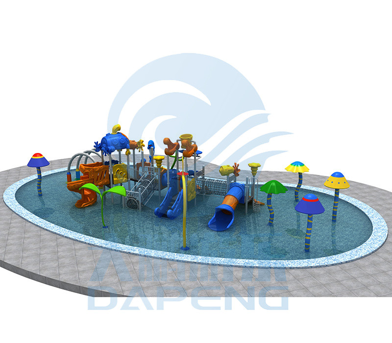 Water Park Play Equipment Set With Aqua Fiberglass Water Slide For Kids
