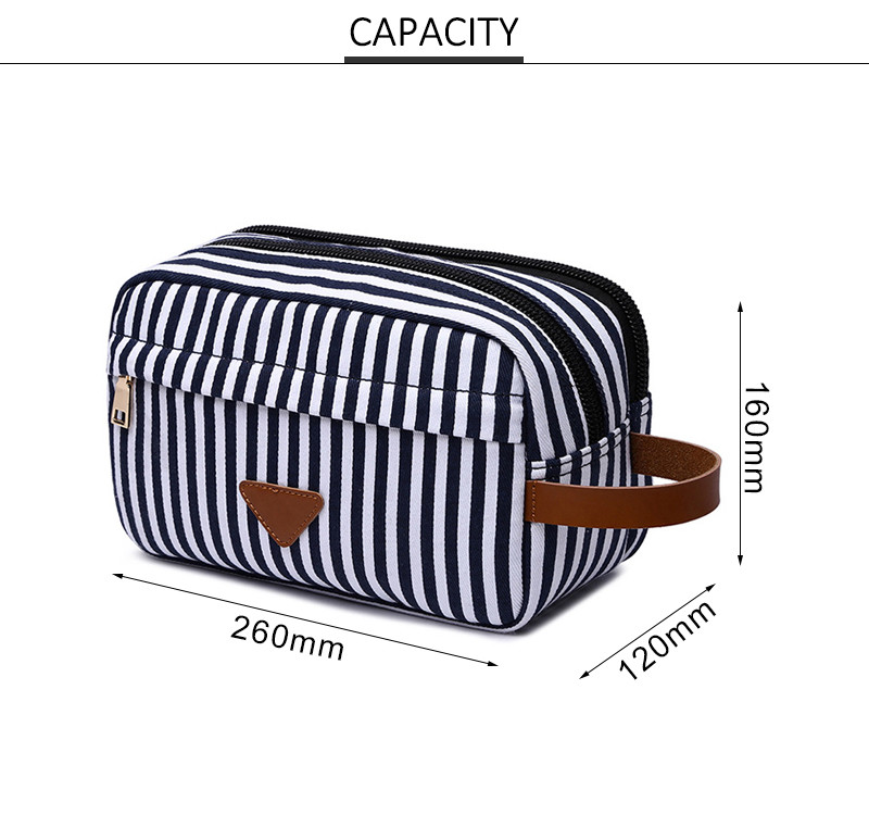 Multifunction Striped Canvas Makeup Brush Bags For Women