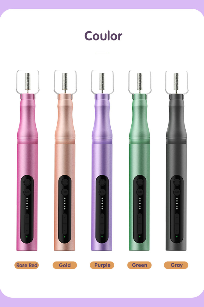 Rechargeable 5 Modes Electric Manicure 6 Drill Bits Portable Pedicure Low Noise Electric Nail Drill