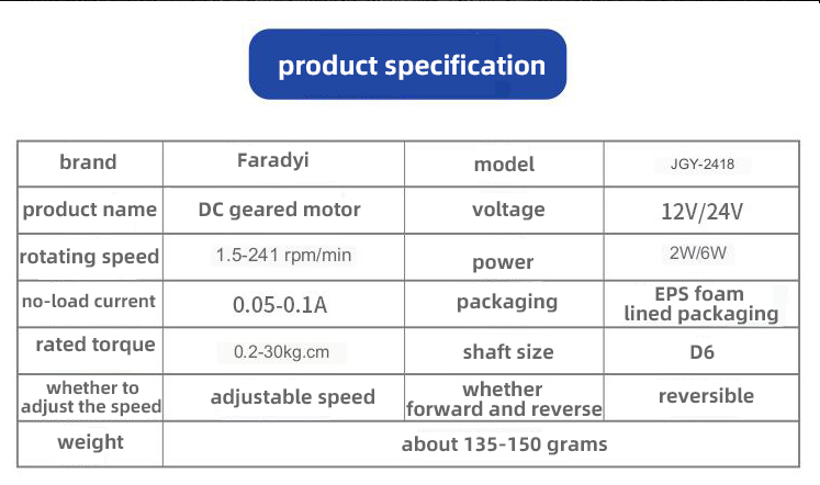 12V 24v DC Gear Motor 150rpm Low Power Customizable CCC Certificate