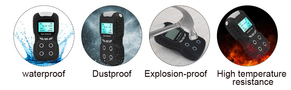 H2S O2 CO EX 4 In 1 Multi Gas Detector IP65 USB Rechargeable Buzzer Alarm