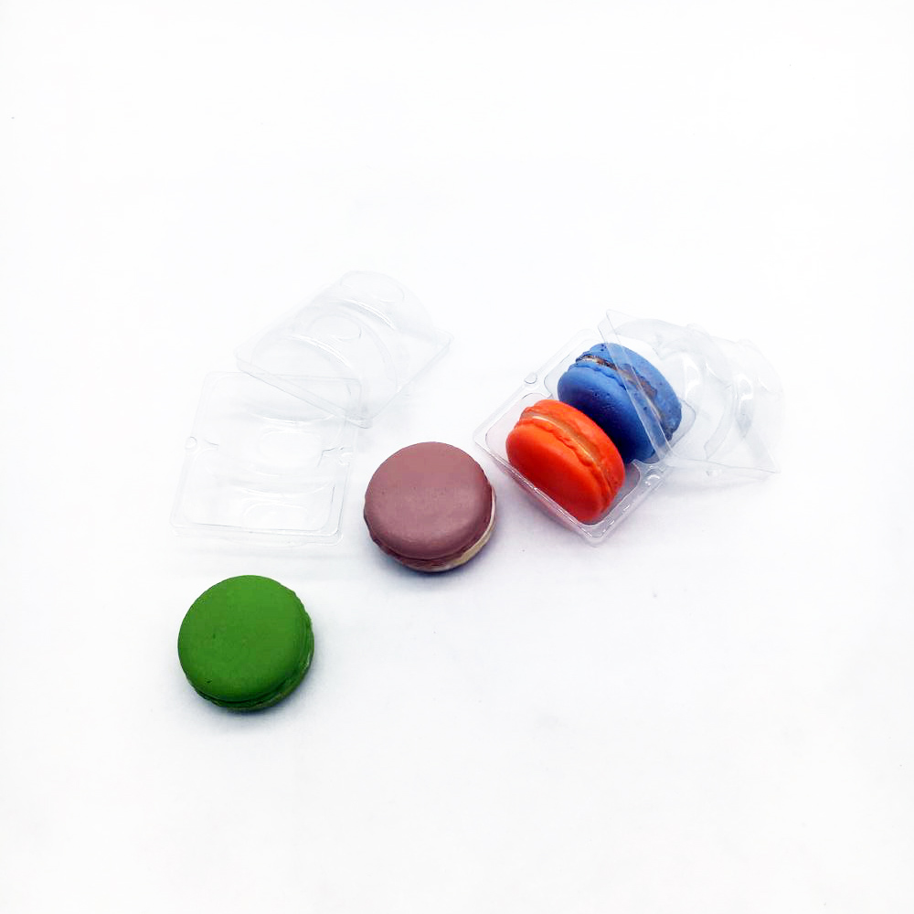 2 pack clear macaron tray PVC/PET plastic packaging