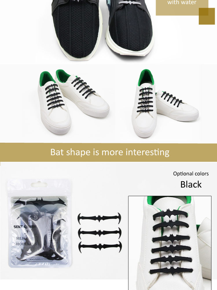 Fancy Reusable Silicone Gifts Silicone Bat Shoelace Useful Soft Colorful
