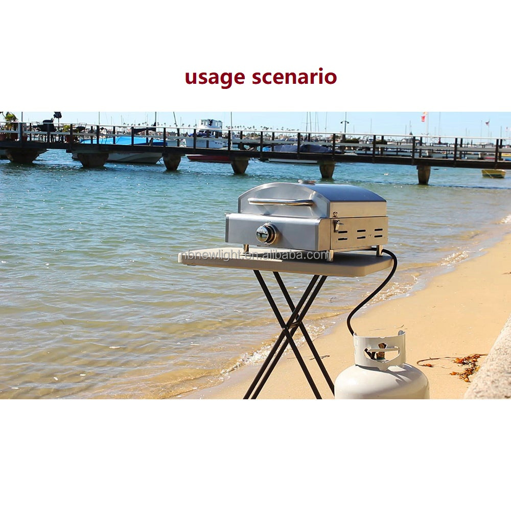 Rotisserie Roaster Propane Grill with Tabletop Pizza Maker and Stainless Steel Housing