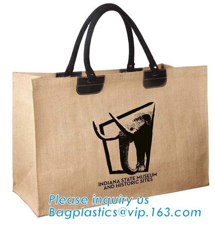 Multifunctional jute bag with low price,Natural Burlap Tote Bags Reusable Jute Bags with Full Gusset,shoulder strap plai