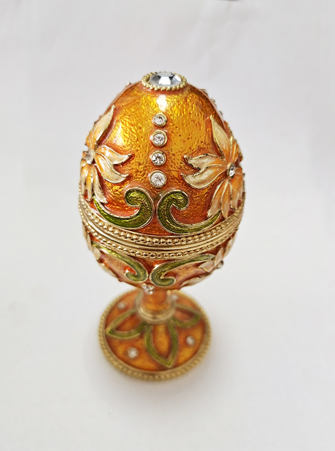 Hand Painted Enameled Faberge Egg Style Decorative Hinged Jewelry Trinket Box Unique Gift Home Decor Jewelry Box