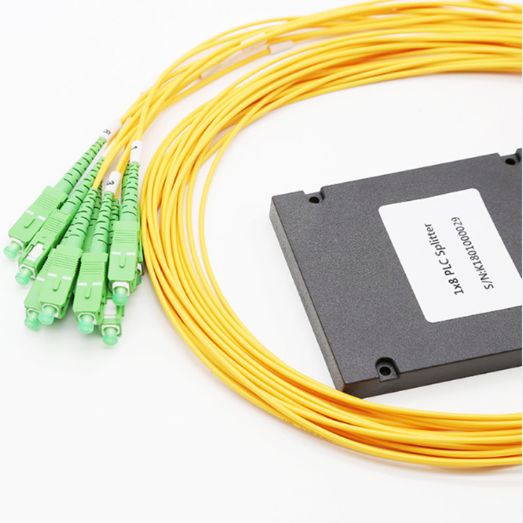 1x8 ABS Cassettes Fiber Optic Splitter Splice / Pigtailed SC APC Connector Box Type