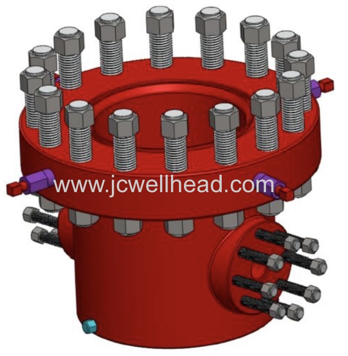 Red Color Oilfield Wellhead Casing Head SOW Bolted And Threaded Base API 6A