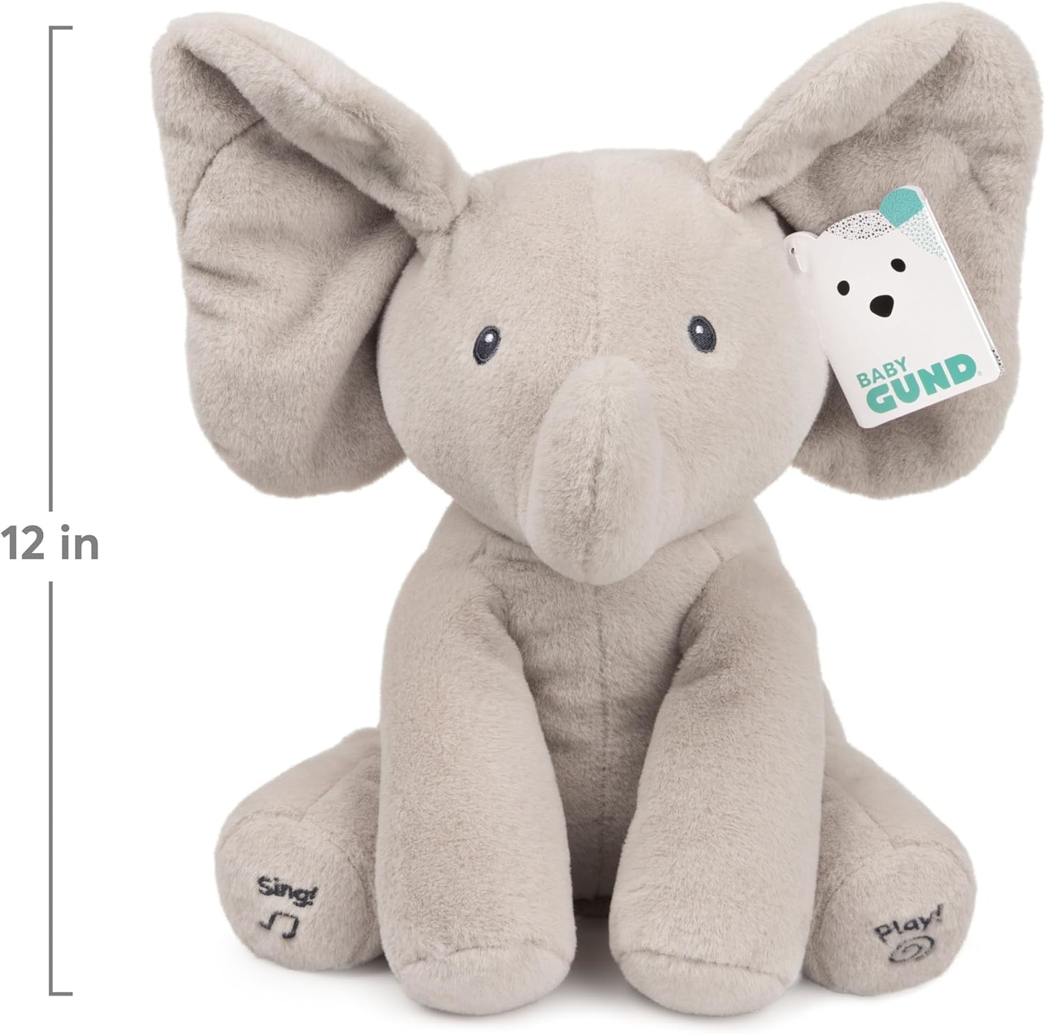 GUND Baby Animated Flappy The Elephant Plush, Singing Stuffed Animal Baby Toy for Ages 0 and Up, Gray, 12"