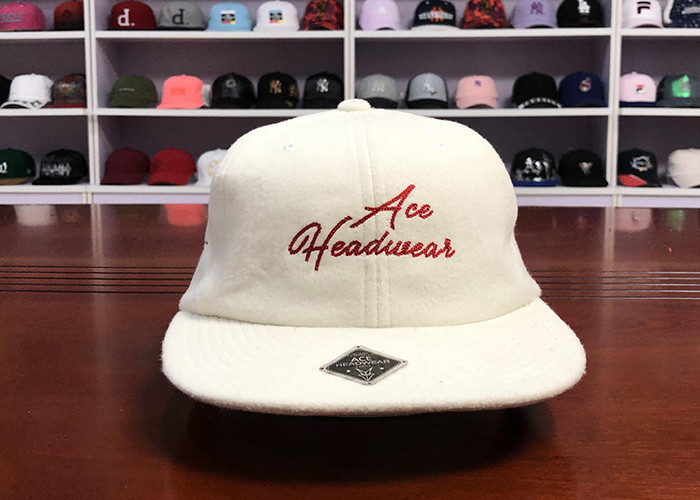 100% Cotton Wool Velvet Style 6 Panel Hats White Sunday Metal Buckle Baseball Caps