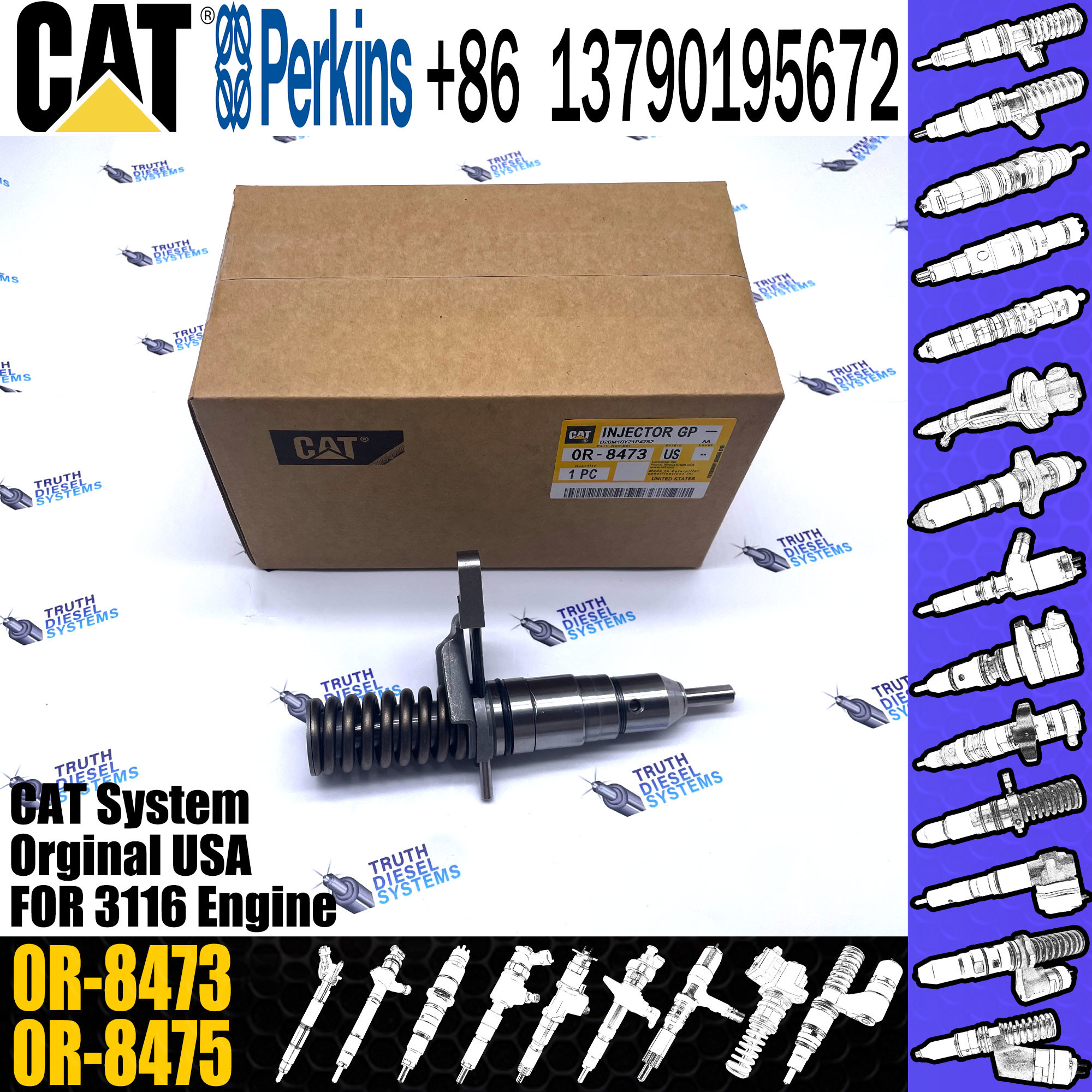 Diesel Fuel Injector 4P-2995 4P2995 6I3669 0R-8471 0R8471 0R8475 0R8473 0R-8475 0R-8473 For 3114/3116 Engine