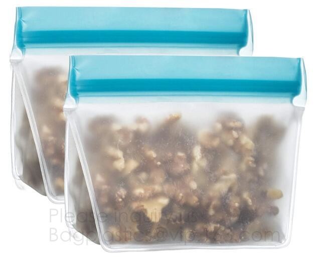 Reusable BPA Free Food Grade Preservation Storage Silicone Food Fresh Bag,Silicone Plastic Packaging Food Zip Silicon Fr