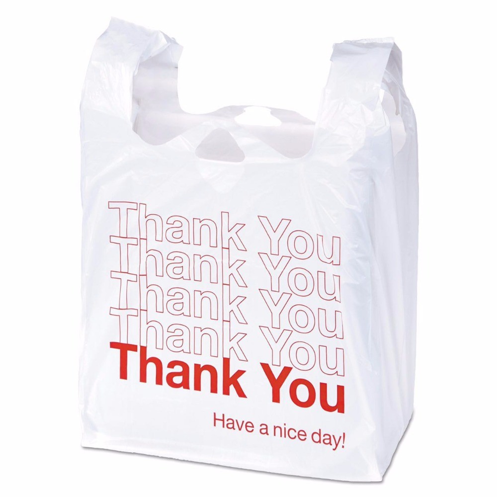 White Color Small T Shirt Bags , Plastic T Shirt Grocery Bags 10 - 25MIC Thickness