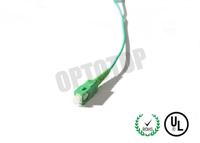Green PVC Housing Fiber Optic Pigtail Multimode OM1 2mm APC Interface Polish
